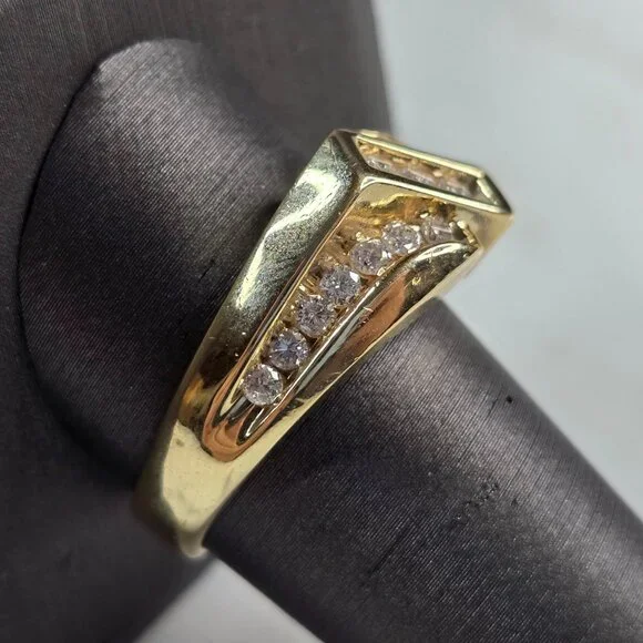 Mens Vintage Estate 14K Yellow Gold Frederick Goldman Diamond Ring 9.1g E6871